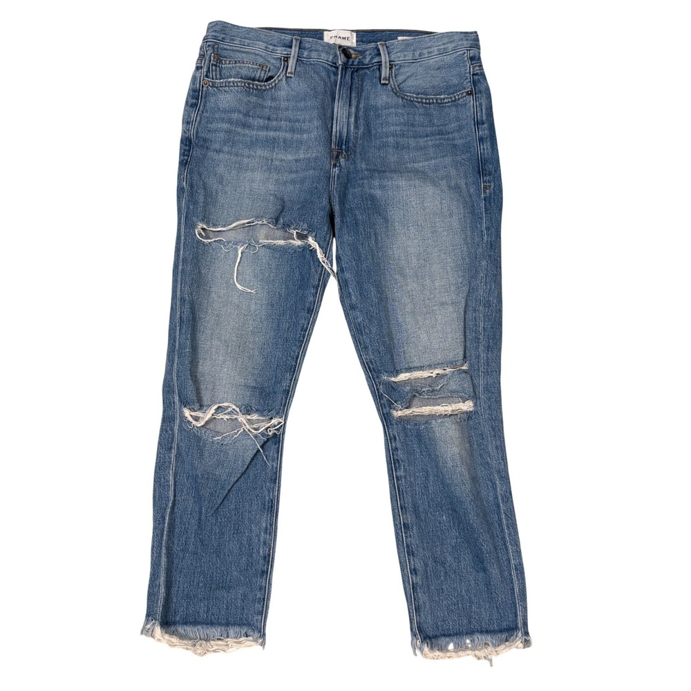2/$20‎ FRAME Womens Jeans Blue Size 26 Le Beau Crop Distressed Boyfriend
